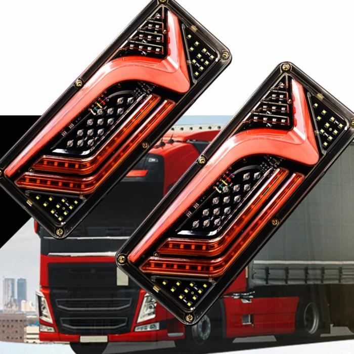24V-2pcs - Feux arrière de camion à LED pour remorque signalarrêt clignotant feux arrière de frein lante