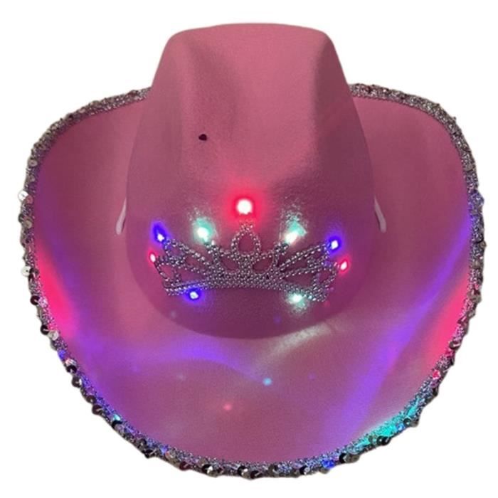 Chapeau Cowboy Femme TDEOK Chapeau Rose Avec Plume, Bord Duveteux, Taille Adulte, Chapeau De Cowboy Avec Plumes Pour Fête Costumée, Tenue De Jeu Pour Femme, Rose, Taille Unique Chapeau Cowboy Western