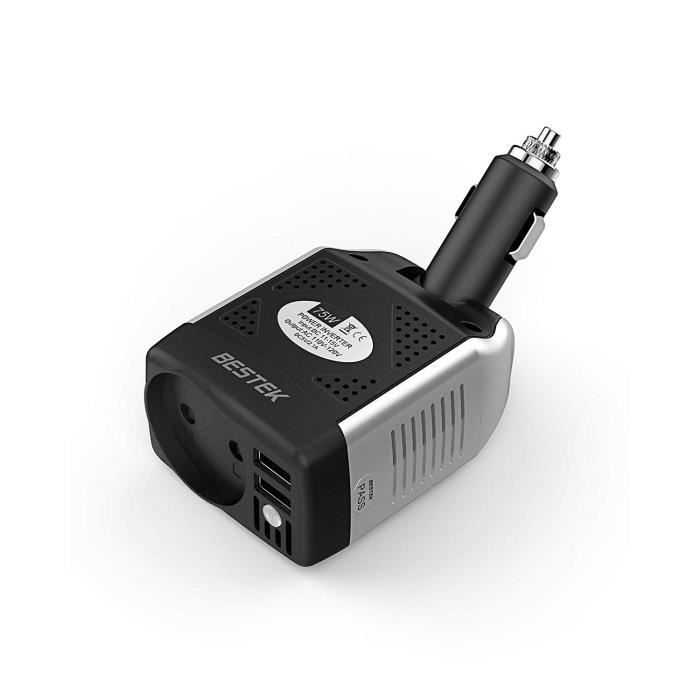 Bestek Convertisseur 12v 220v Onduleur De Voiture Avec 2 Ports Usb Chargeur Allume Cigare 75w Noir Cdiscount Auto