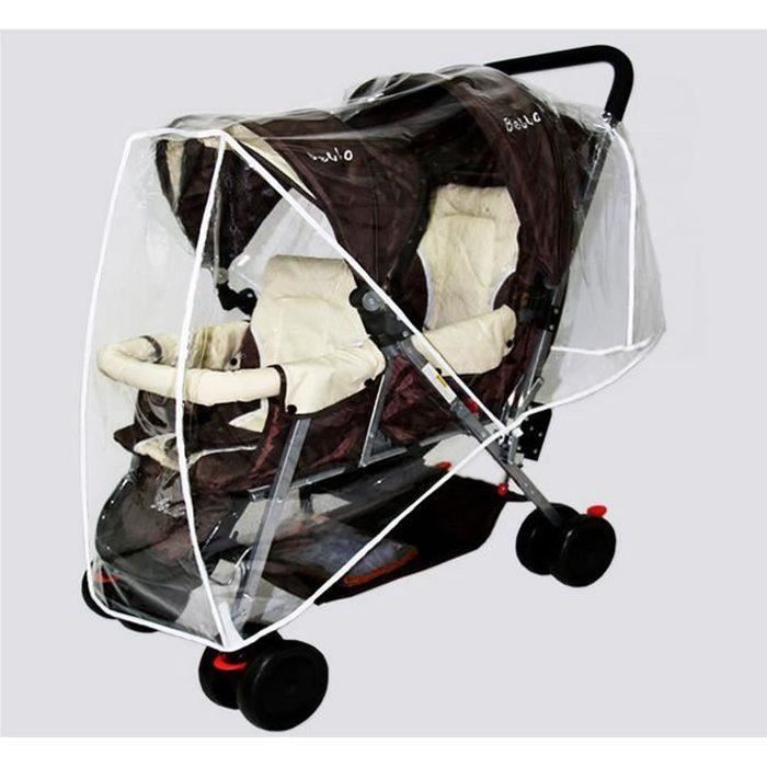 Housse De Pluie Universelle Pour Poussette Double - Imperméable EVA Avec Fenêtre