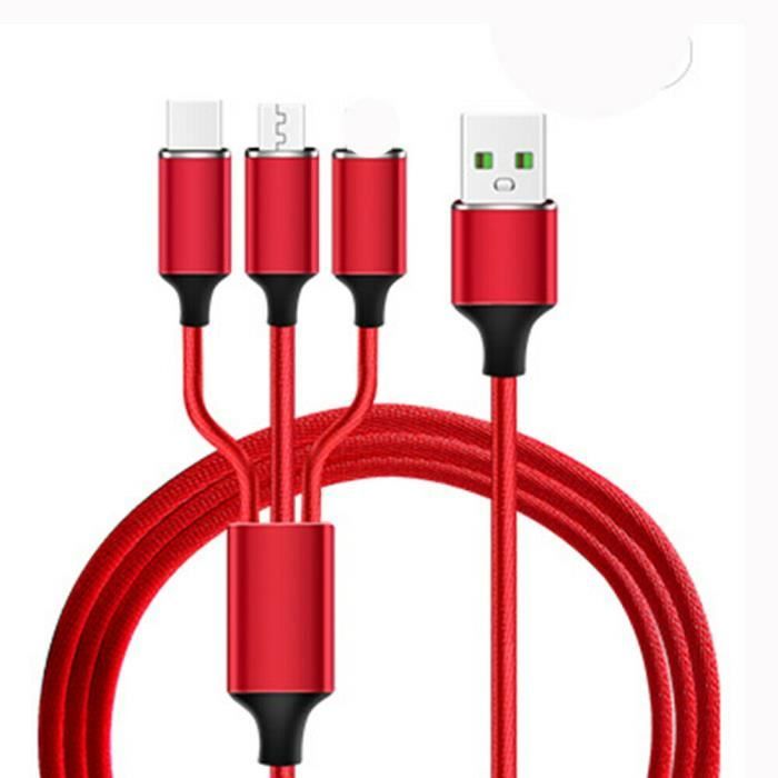 Cabling - CABLING® Multi Chargeur USB câble de données IP, Micro USB et  Type C 3 In1charging câble 3 A Chargement Rapide Câbles de données -  Batterie téléphone - Rue du Commerce