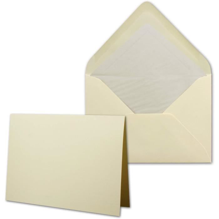 Lot 50 Cartes Pliantes Vierges + 50 Enveloppes C6 – 10,5x14,8 Cm, 240g/m², Idéal Cartes De Vœux, Invitations & DIY