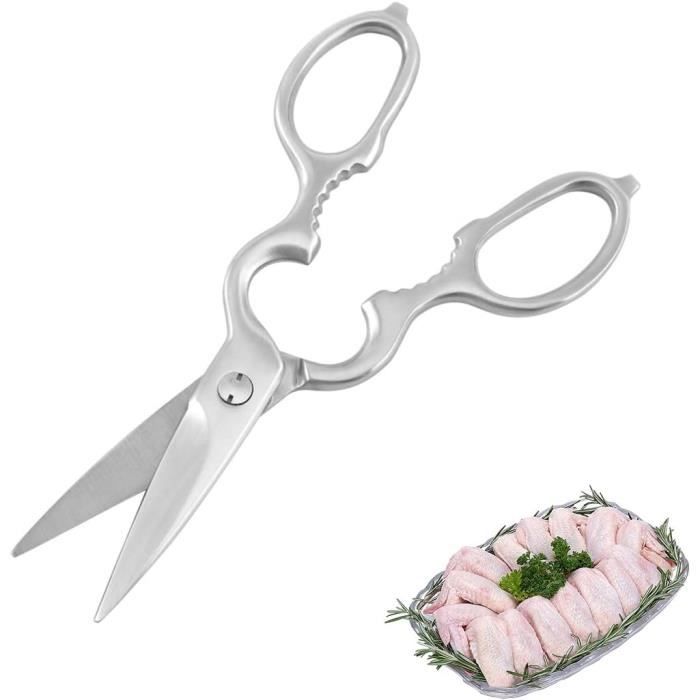 Ciseaux De Cuisine Avec Aiguiseur – 24 Cm, Acier Inoxydable – Fourreau Protecteur, Couleur Gris/rouge