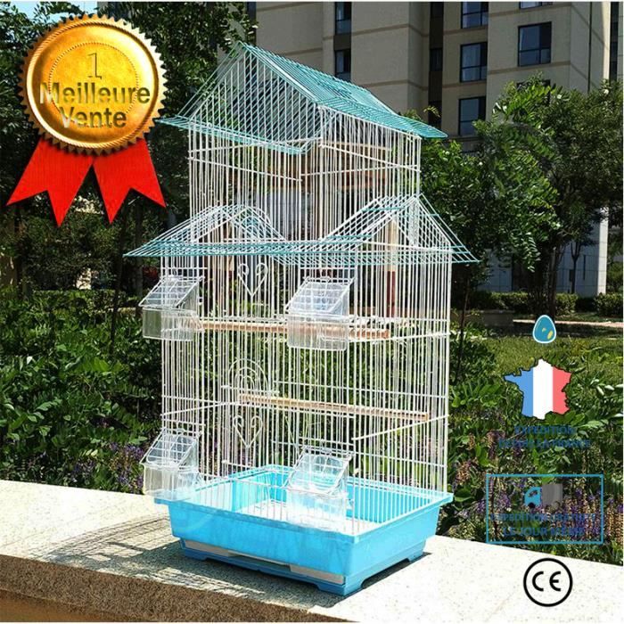 Cage À Oiseaux En Métal Net En Porcelaine Durable Nettoyage Facile Galvanoplastie Aucune Rouille Grande Cage De Villa