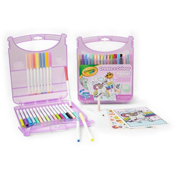 Malette de feutres lavables CRAYOLA Coffret Create & Color 65 pièces Couleurs Pastel Dès