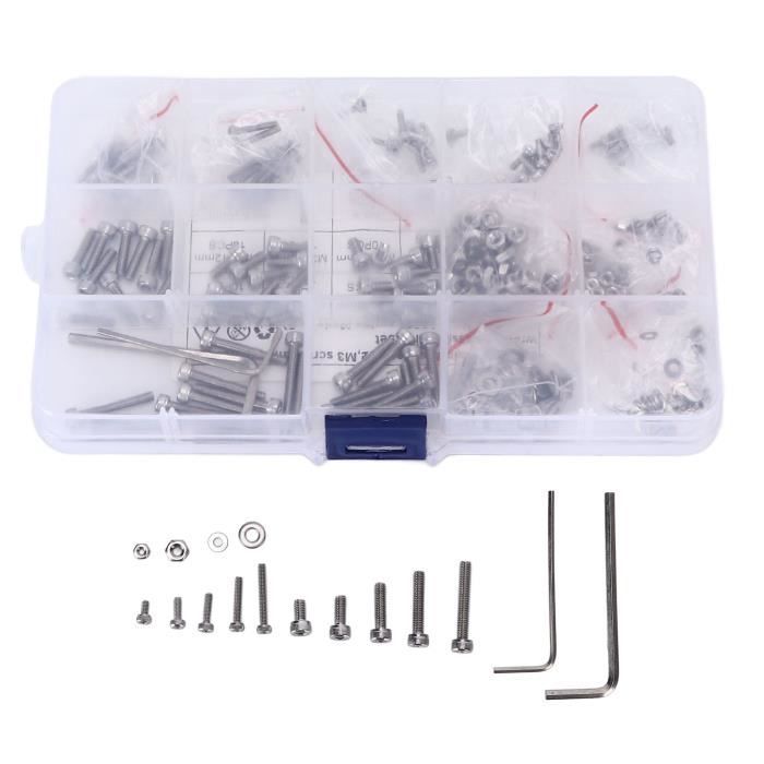 Cikonielf Jeu De Rondelles Pour écrous à Vis M3 Kit D'assortiment De Vis M3 304 Vis à Six Pans