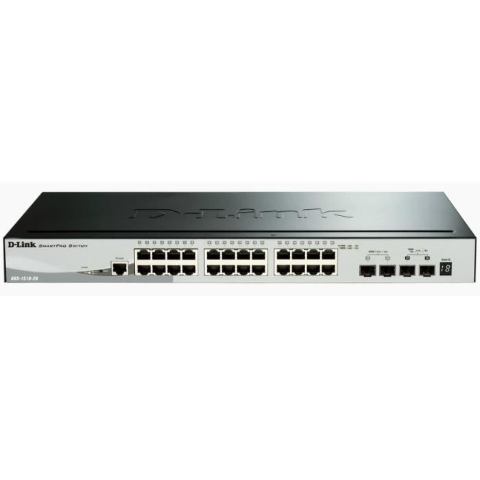 D-Link DGS-1510, Commutateur de réseau géré, L3, Gigabit Ethernet (10-100-1000), Full duplex, Grille de montage
