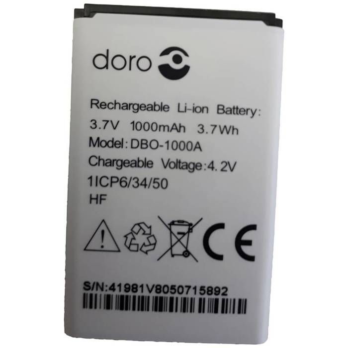 doro Batterie pour téléphone portable 1370 1372 2404 1000 mAh