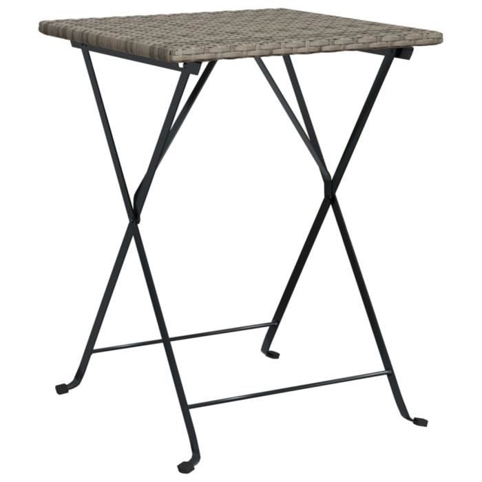 duokon - table de bistrot pliante gris 55x54x71 cm résine tressée