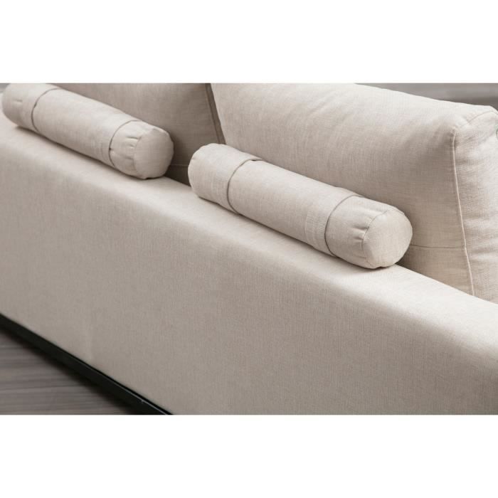 canapé fixe - emob - beige - 3 places - confort moelleux - design contemporain