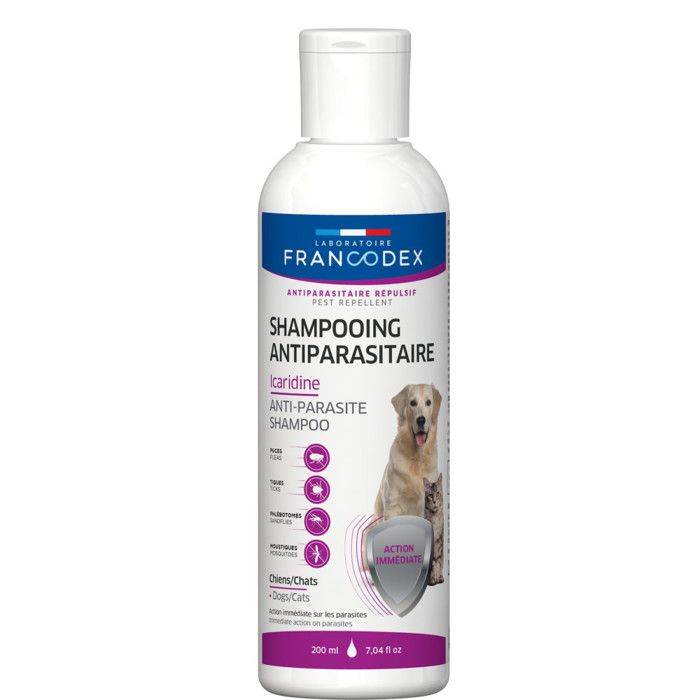 Comparer les prix de Shampooing Antiparasitaire Icaridine 200 ml pour chien et chat - Francodex