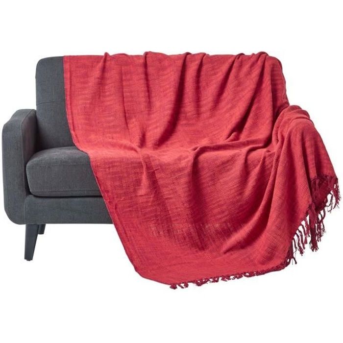 Ancien Plaid / Jeté De Lit Tissé Multicolore - 140 X 132 Cm - Style Vintage