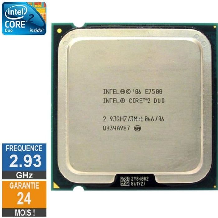  Processeur PC Processeur Intel Core 2 Duo E7500 2.93GHz SLGTE LGA775 3Mo pas cher