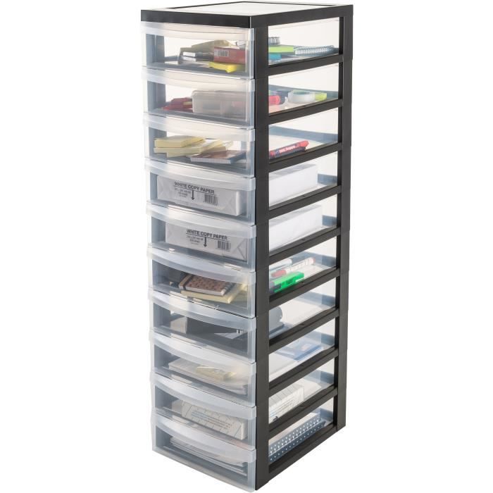 IRIS OHYAMA Armoire de rangement - 10 tiroirs de 7 L - Avec roues - Poignées ergonomiques - L29 x P37 5 x H100 5 cm - Noir IRIS OHYAMA Armoire de rangement - 10 tiroirs de 7 L - Avec roues - Poignées ergonomiques - L29 x P37 5 x H100 5 cm - Noir