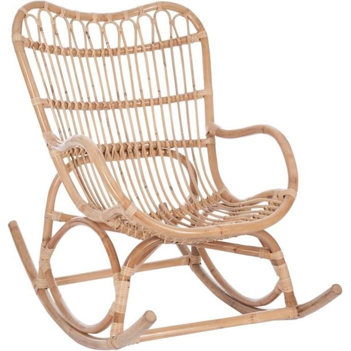 Fauteuil à bascule - JOLIPA - Rotin naturel - 110x66x93cm Fauteuil à bascule - JOLIPA - Rotin naturel - 110x66x93cm