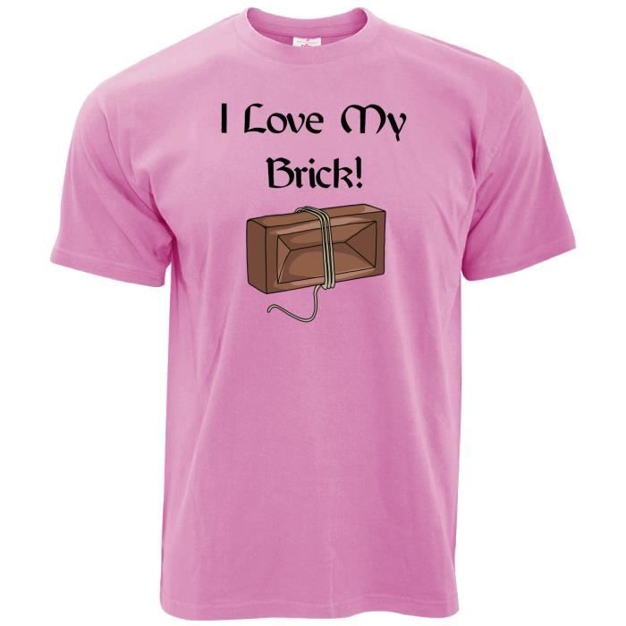 T Shirt Homme J Aime Mon Brique Tv Citation Drole Plaisanterie Idiote Humour Serie Hommes Tshirt Pixel Rose Cdiscount Pret A Porter