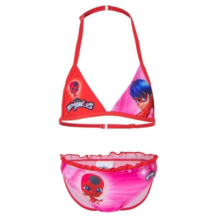 Maillot de bain Bikini LADYBUG MIRACULOUS rose/rouge 6 au 14 ans NEW