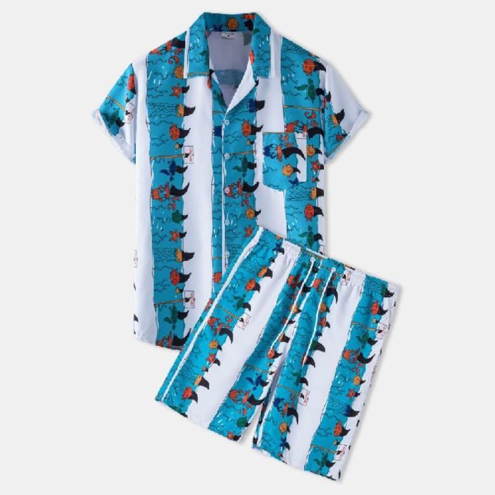 Chemise Hawaïenne D'été Boutonnée Décontractée à Manches Courtes Pour Homme