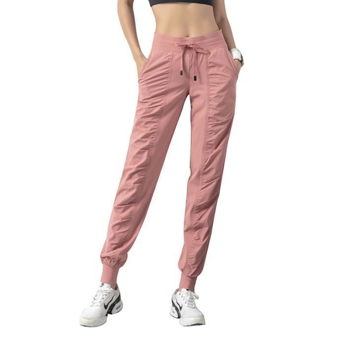Pantalon de survêtement pour femme - Séchage rapide - Plis - Coupe ample - Rose