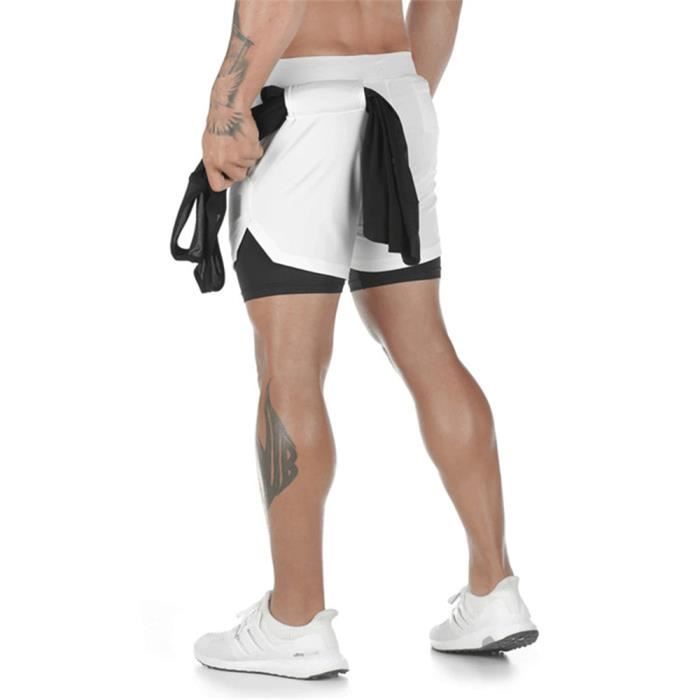 Jywmsc Short De Sport 2-en-1 Homme – Running, Fitness, Poche Zippée, Doublure Compression – Léger Et Respirant