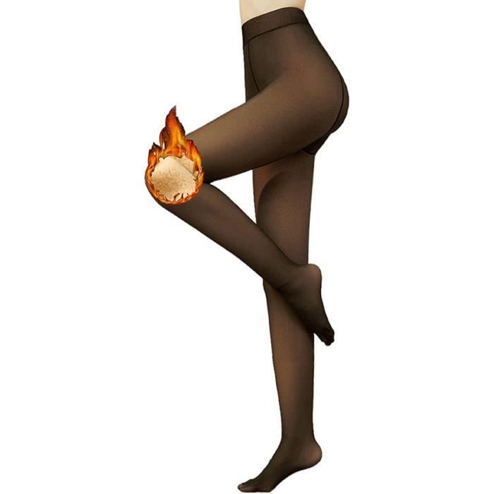 Collant femme hiver Legging collant polaire grande taille Noir  Doublure d'hiver