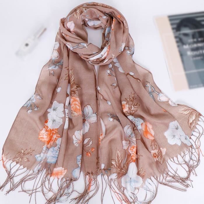 Lina & Lily Grand Foulard Crâne & Roses – Écharpe Légère Imprimée 180x90 Cm, Style Boho Gothique Rose