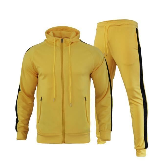 Survetement Homme Pantalon de Sport Jogging Survetement Deux Pieces Sport Ensemble Jaune Jaune Cdiscount Pret a Porter