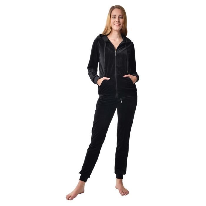 raikou ensemble de vêtements sport gilet zippé capuche jogging survêtement homewear casual femme 2 pièces noir velour côtelé t36-50