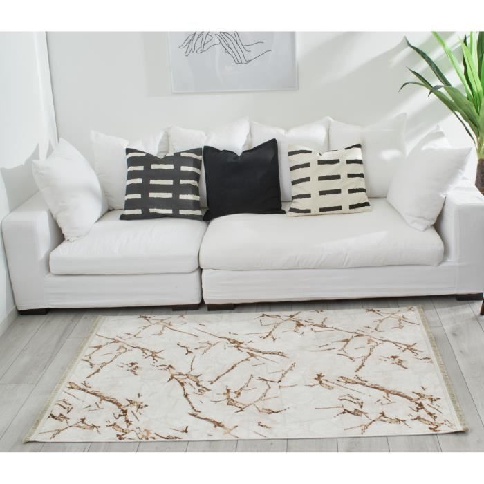 Tapis De Jeu Moelleux Motif Marbré - 100x150cm, Polyester, Antidérapant, Pour Salon/chambre D'enfant