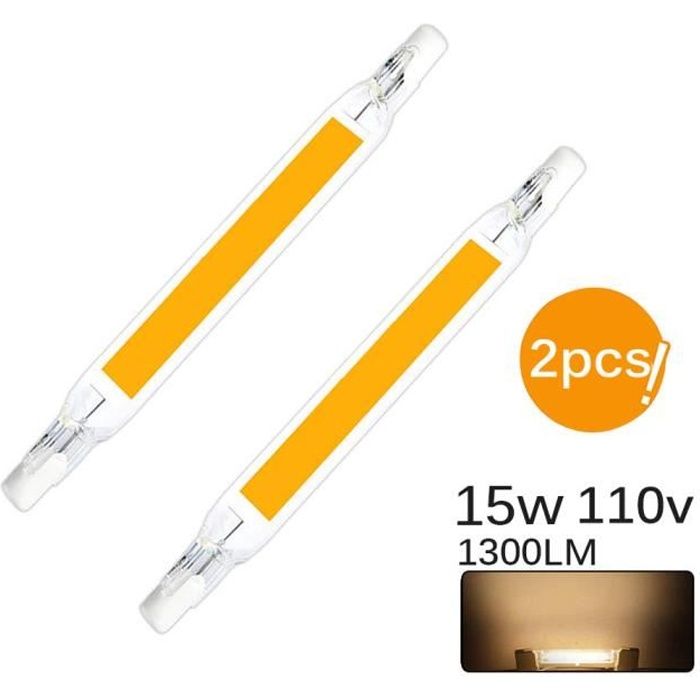 2Pcs Ampoules Led Cob R7S 15W 118Mm 110V 230V Remplacer Lampe Halogène Blanc Chaud Cdiscount