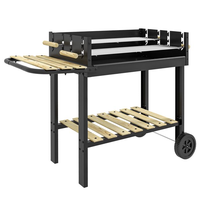 Outsunny - Barbecue à charbon - Métal - 113x53.5x82.5cm - Noir