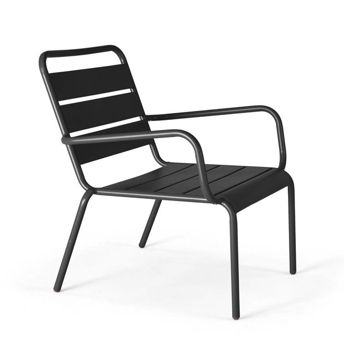 Fauteuil de jardin bas relax acier anthracite Palavas Oviala