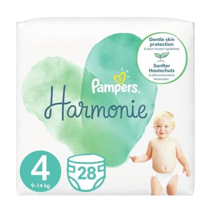 Couche Pampers Harmonie pour bébé Taille 4 Maxi (9-14 kg), 22 pièces