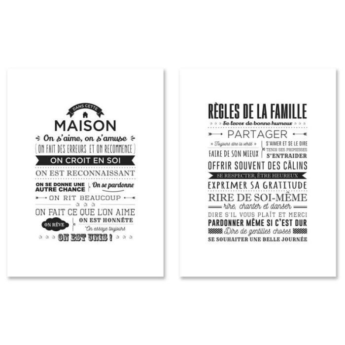 Lot De 2 Affiches Murales Citation Les Regles 30x40cm Cdiscount