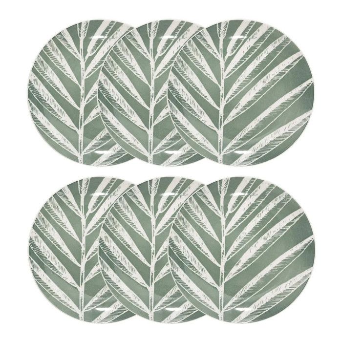 Lot de 6 Assiettes à Dessert Green Harmony 19cm Vert
