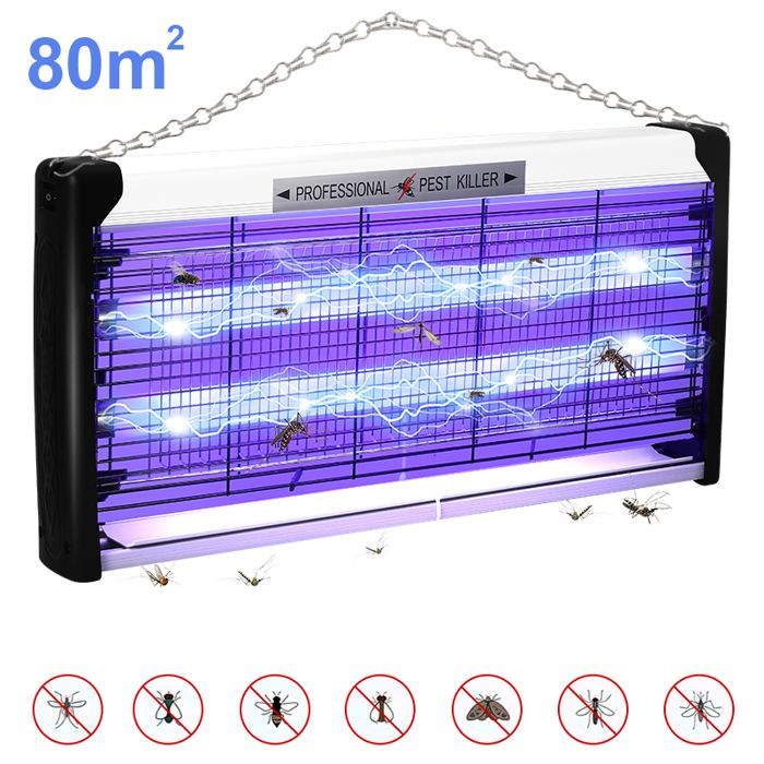 Lampe Anti Moustique 30W Lampe UV Tue-Mouche 1800V Efficace Portée 80m² Avec Chaîne et Brosse pour Interieur Extérieur Balcon