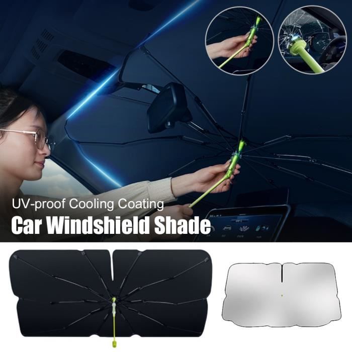 Parapluie Pare-Soleil Voiture Pliable 140x79cm - Protection UV Et Isolation Thermique Pour Pare-Brise Avant, Idéal Pour Toutes Voitures