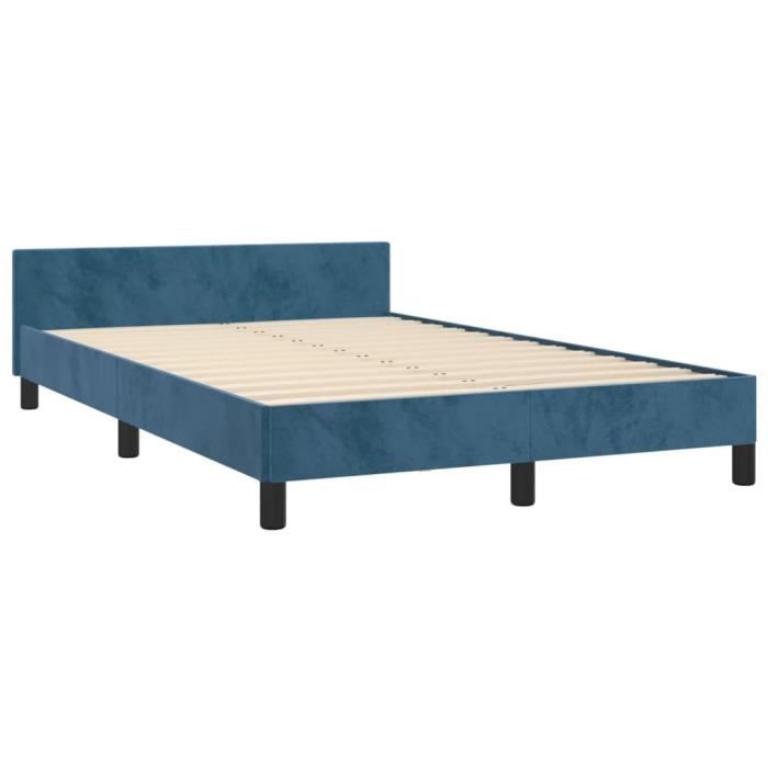 AMBERIS Cadre de lit Bleu foncé, Imitation de lin écharpe de lit décorative durable pour la maison et l'hôtel (Housses de coussin vendues séparément