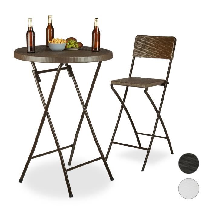 Table Camping en Plastique pour Pique-Nique Table Mange Debout Pliable Bar Bonnlo Table Ronde Pliante de Jardin 80 × 80 × 76 cm Cuisine Blanc