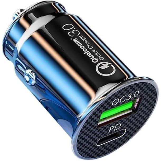 Chargeur Voiture Quick Charge 3.0 TechStone 36W - Double Port USB - Compatible IPhone, Samsung, IPad