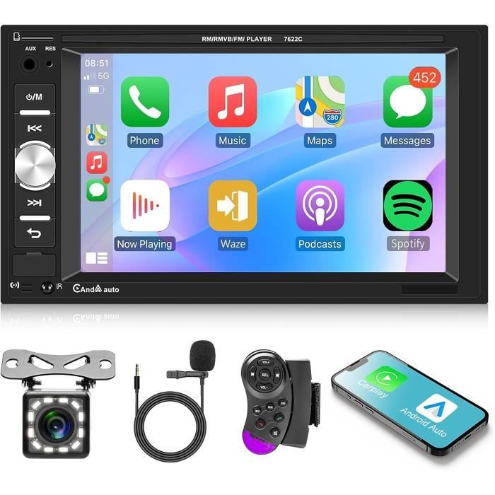 NHOPEEW Autoradio 1 Din 7 Pouces Avec Écran Tactile - Bluetooth, Mirror Link IOS/Android, Caméra De Recul HD, Commande Au Volant | Radio Voiture Moderne