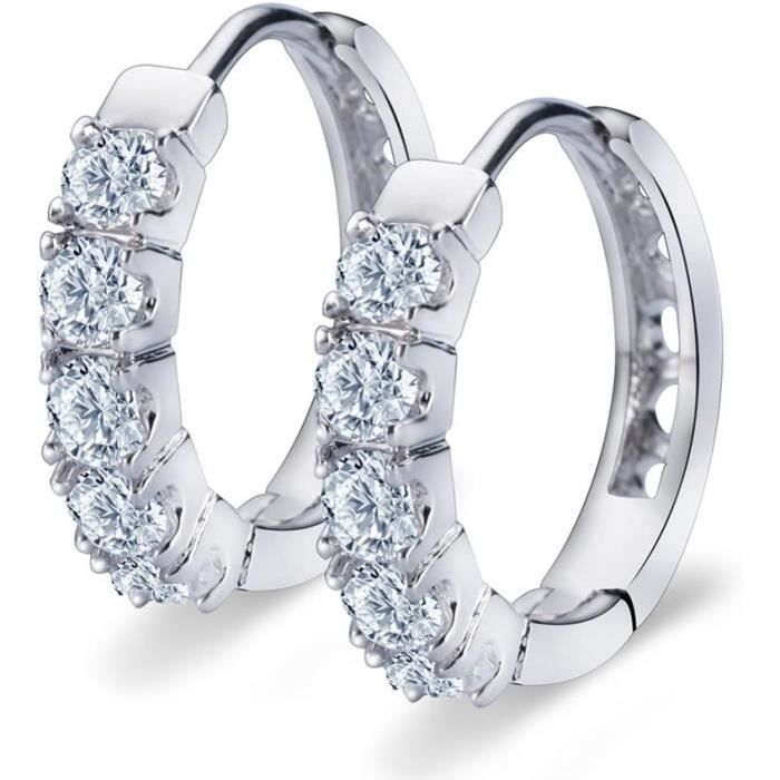 Boucles D'oreilles Créoles Plaqué Or Oxyde De Zirconium Ronde 4 Griffes Rond Jaune - 40160179514R00 • Histoire D'Or