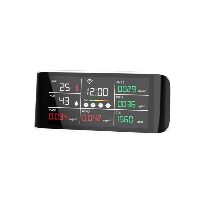 Testeur Qualité Air Intérieur 9 En 1 TUYA WIFI - CO2, PM2.5, Température, Humidité Et Plus - Maison Bureau