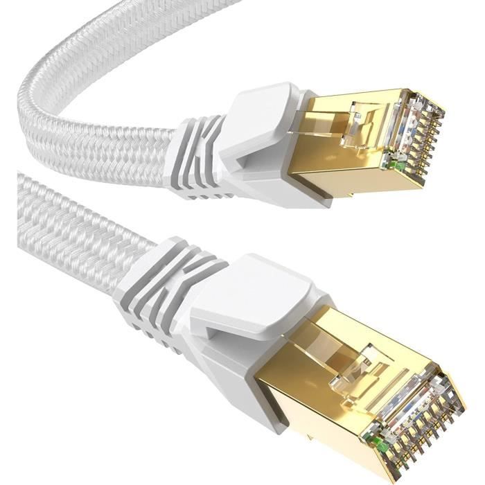 Cable 2M, Cat 8 RJ45 Réseau Haut Débit 40Gbps 2000MHz SFTP