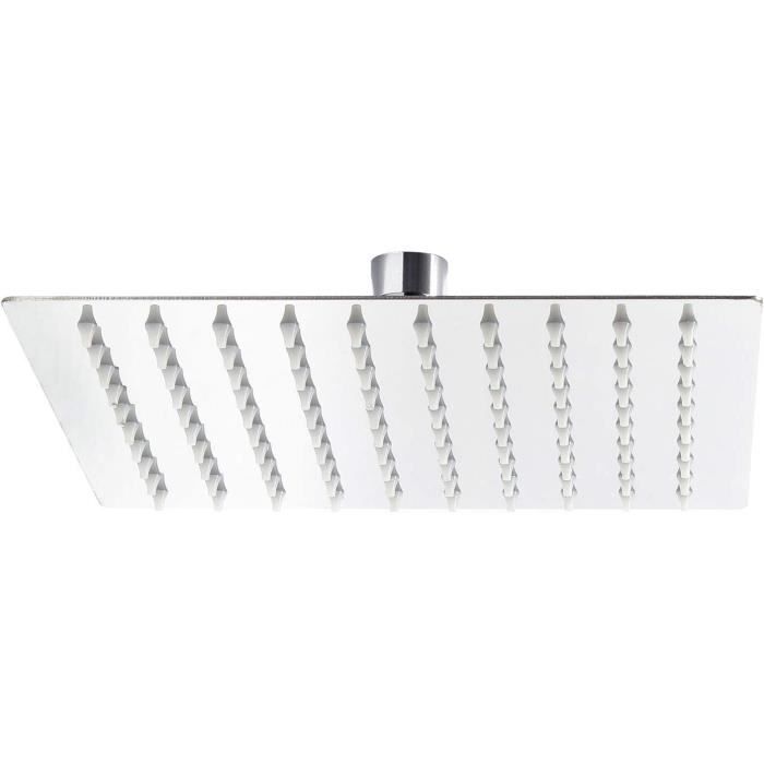 Pommeau de douche Carré 20x20cm Tête de douche Jet Effet pluie