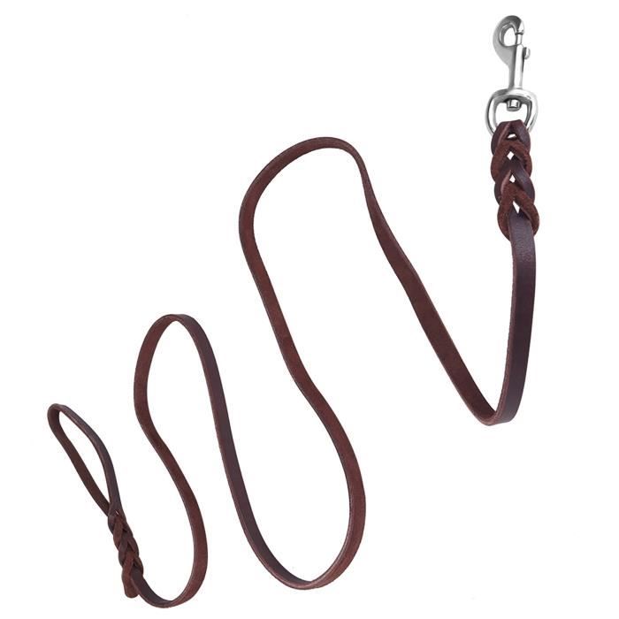 Comparer les prix de Laisse de dressage pour chien - SURENHAP - 2,5 m - Cuir marron - Fermoir mousqueton - Design tressé