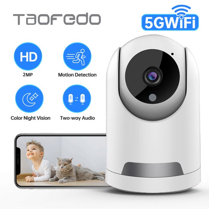 Caméra Surveillance Interieur, WiFi 2.4GHz/5GHz avec 360°Pan/Tilt IR  Nocturne Détection de Mouvement, Audio Bidirectionnel - Cdiscount Bricolage