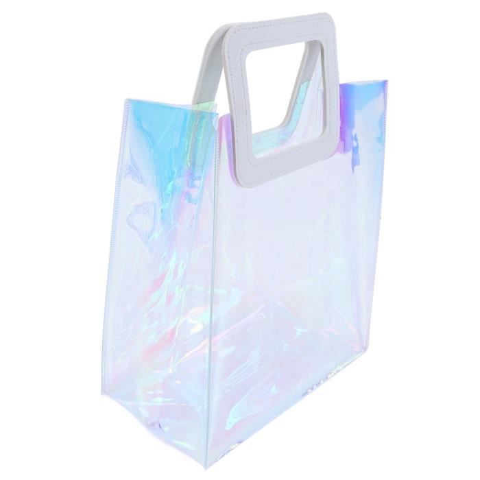 10Pcs Holographic Small Gift Bags - Iridescent Tote & Makeup Bags With Handles, 7.9x7.1x3.9 Inches