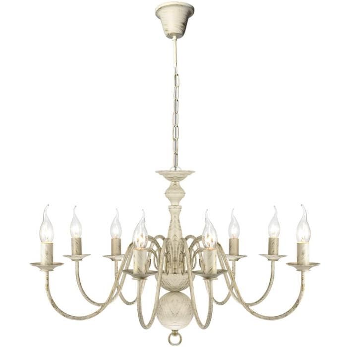 vidaXL Lustre Métal Blanc Antique 8 Ampoules E14 Suspension Plafonnier 241383