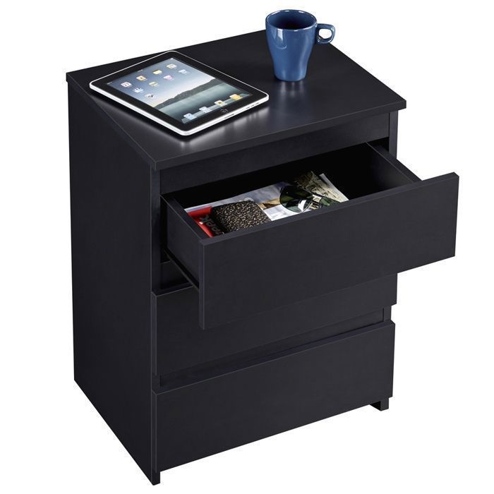 Yaheetech Table de Chevet en Bois avec 3 Tiroirs Table de Nuit D/ésign Moderne Simple Table dAppoint pour Salon Chambre et Bureau 45 x 35 x 60,5 cmBlanche